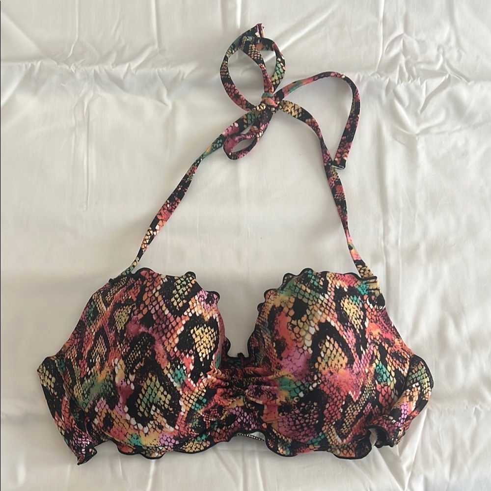 Multicolor Snake Print Bikini Top